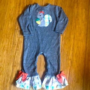 Ricrac & Ruffles Squirrel ruffle romper